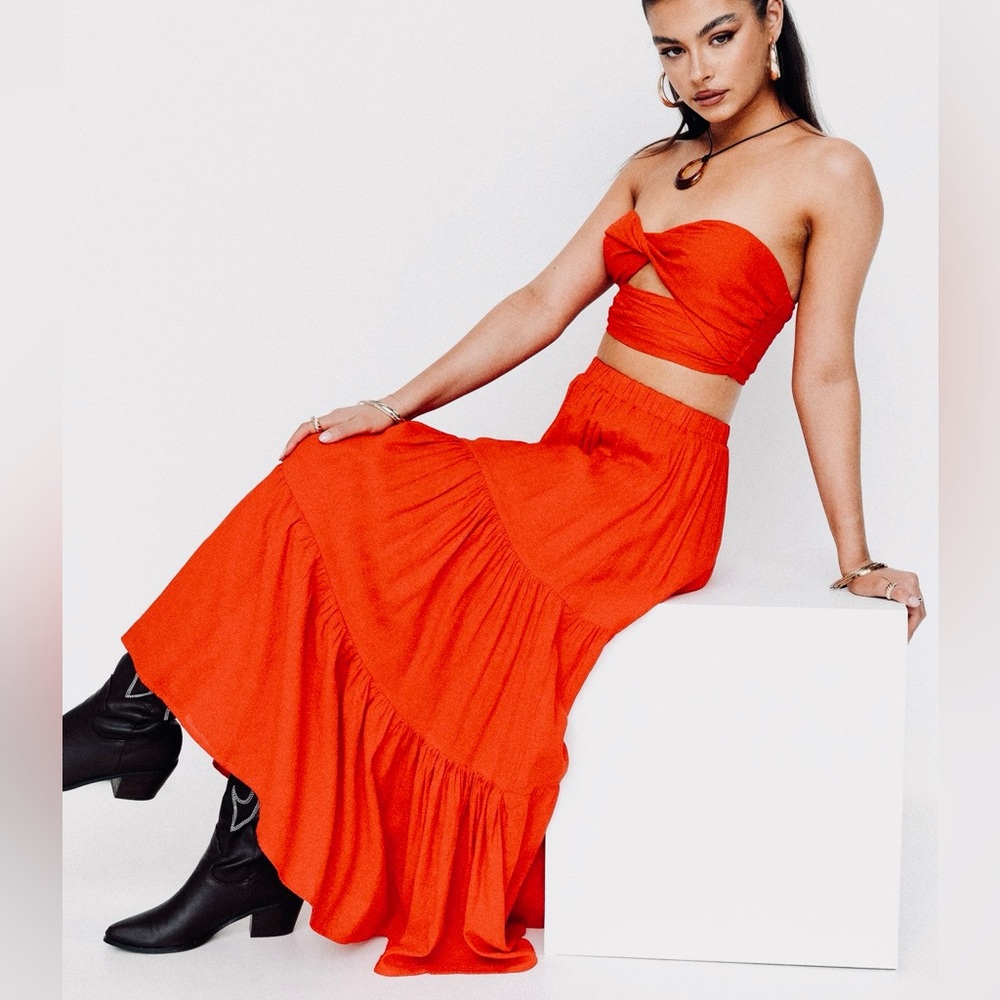 🧡Spoon Jeans Burnt Orange Matching Set Crop Top & Midi Skirt🧡 ~Medium NWT 🆕